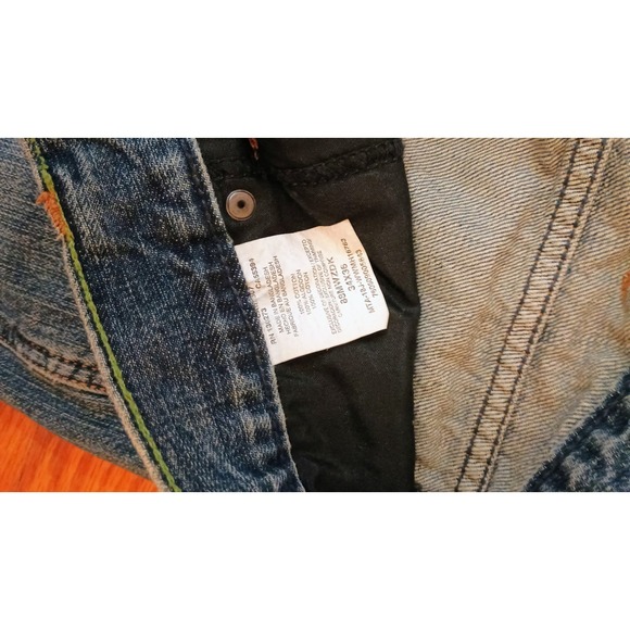 Wrangler Retro Slim Straight Mens Blue Denim Jeans Distressed Size 34x36 - Picture 6 of 10